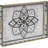 Plastic Serving Tray With Handles, Modern Black Tray For Coffee Table, Rectangular Trays With Flower Pattern, Decorative Trays For Ottoman, 15.8" Lx 11.8" W X 1.6" H