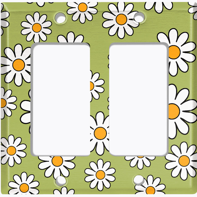 Plaque murale à 2 interrupteurs à bascule Flower Retro Daisy