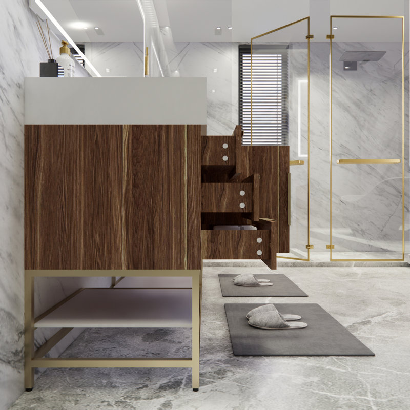 Ensemble de meuble-lavabo double 72 po Glasgow, Chêne blanc foncé, Blanc