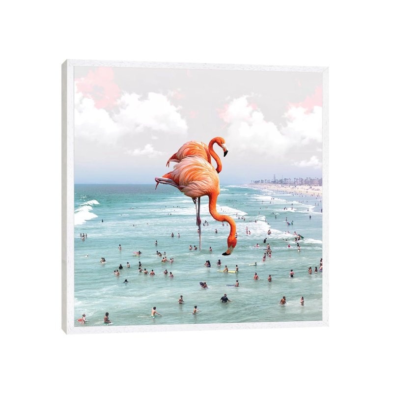 Beaching Around - Print on Canvas, White Framed, 66.04 cm H x 66.04 cm W