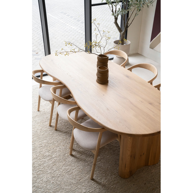 Dining Table Oval Solid Oak Dining Table, 30"H x 43"L x 98"W, Natural