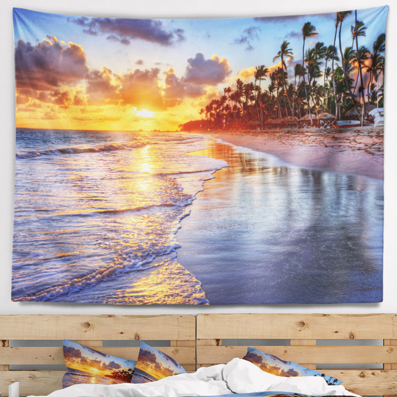 Tapisserie de bord de mer avec palmiers Seashore, H 78 po x l 92 po
