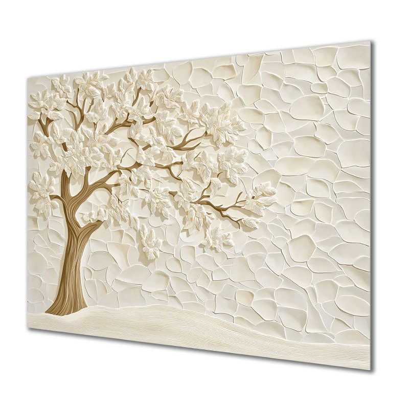 Arbre d'hiver beige avec vent Gloden I - décor métallique, H 12 po x l 20 po x P 0,84 po