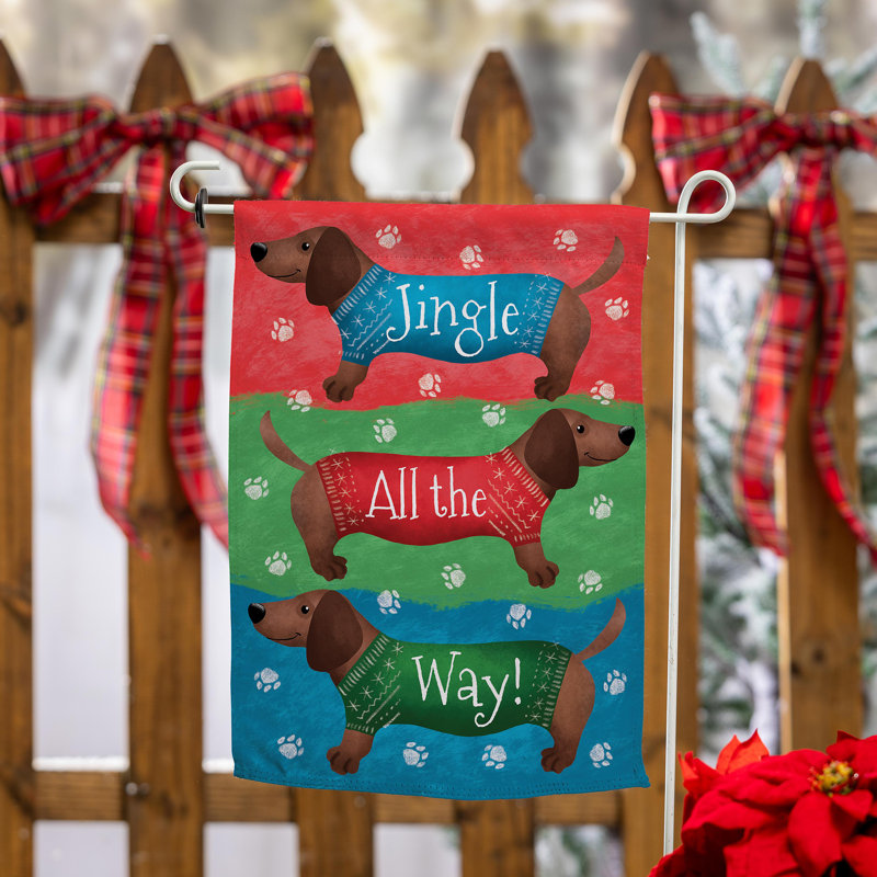 Drapeau de jardin en suède Jingle All The Way Dachshund
