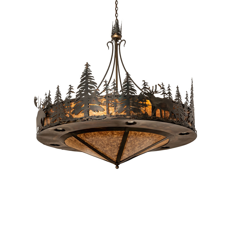 Faune au crépuscule 14 - Lustre tambour à abat-jour clair