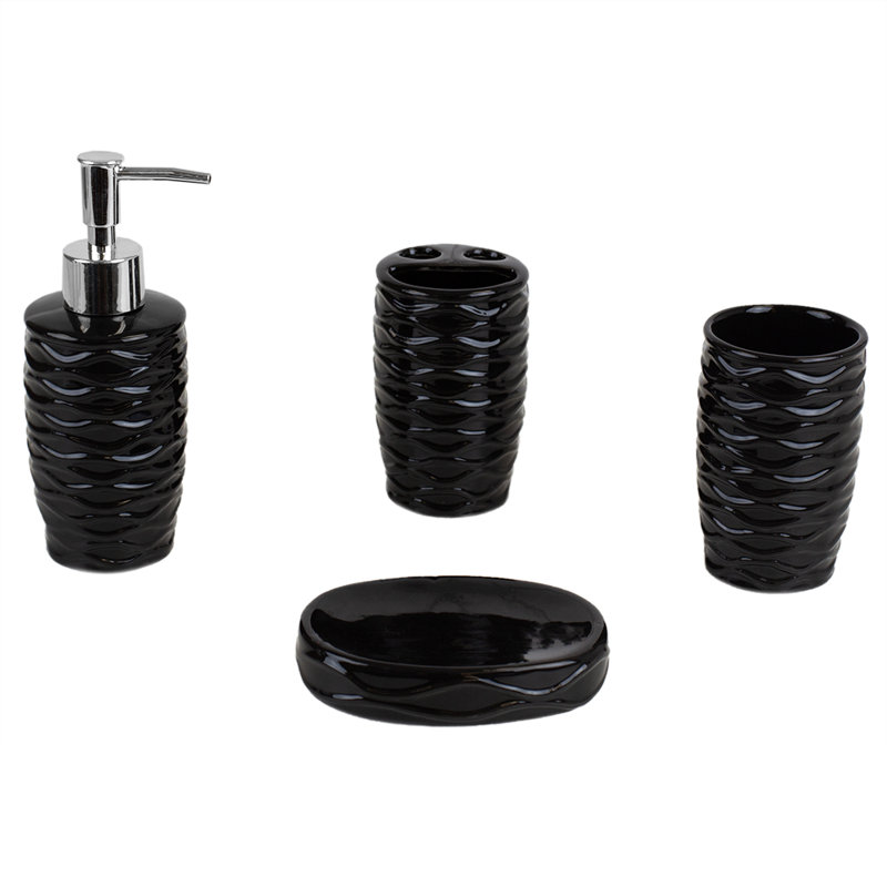 Ensemble d'accessoires de salle de bain 4 pièces  Curves, Noir