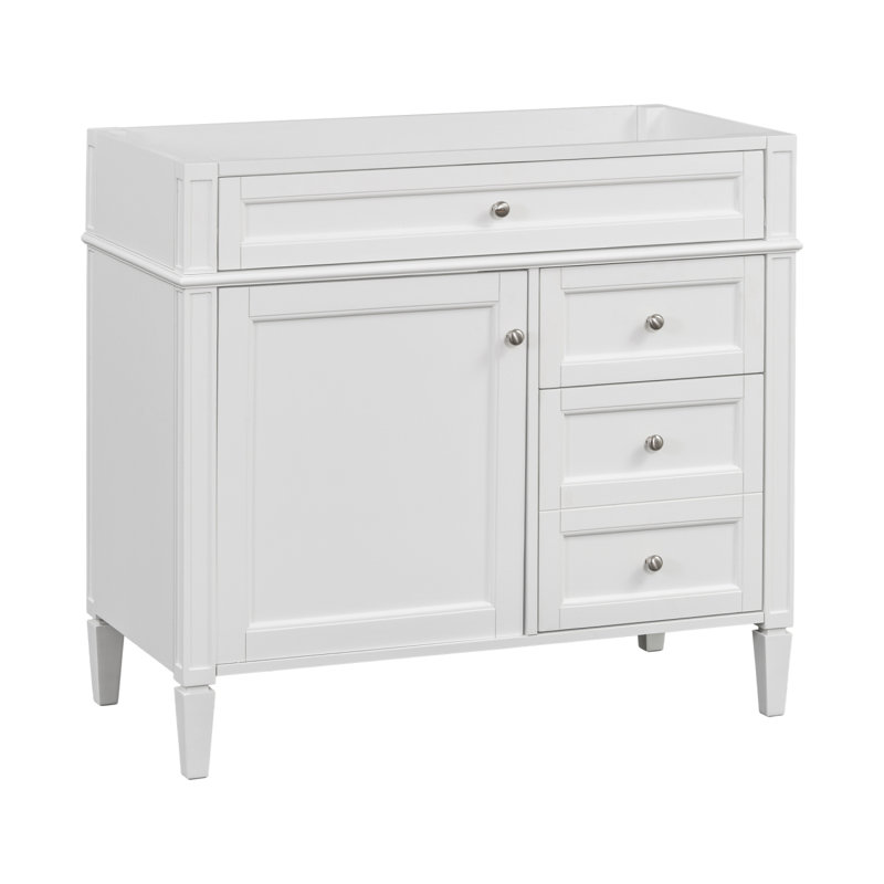 Meuble-lavabo de 36 po sans lavabo supérieur, armoire de rangement moderne avec 2 tiroirs et un tiroir basculant, structure en bois massif