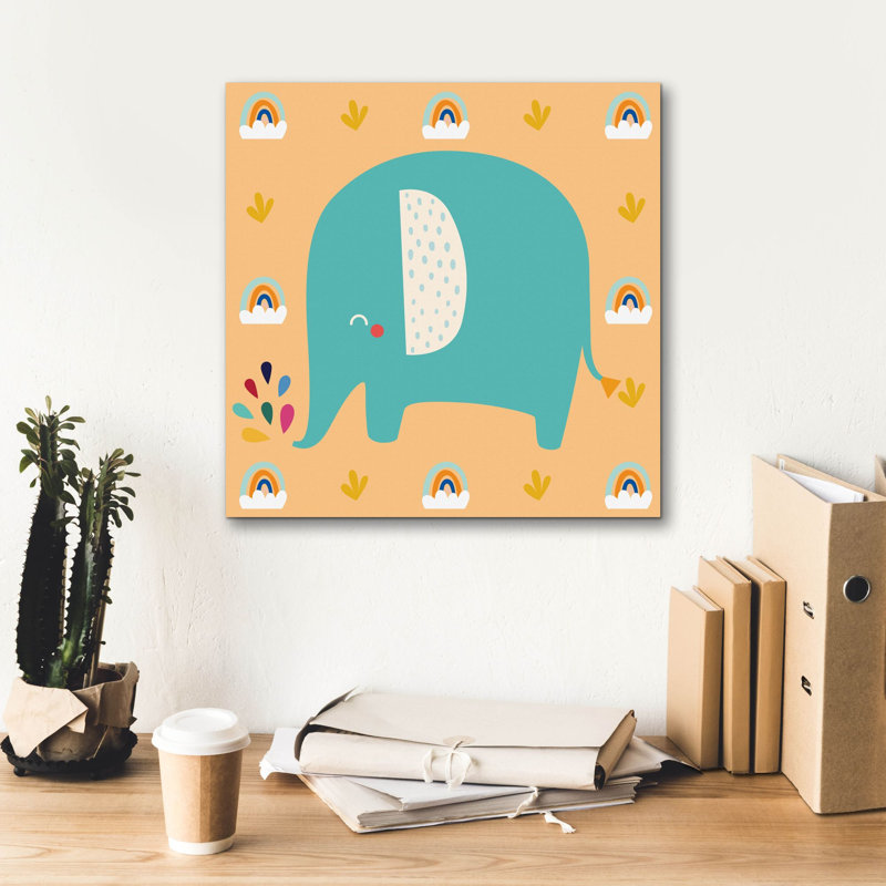 «Cute Elephant» par Epic Portfolio, art mural sur toile, H 18 po x l 18 po x P 0,75 po
