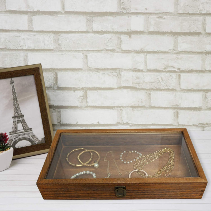 Boîte à bijoux en verre, Bois de chêne