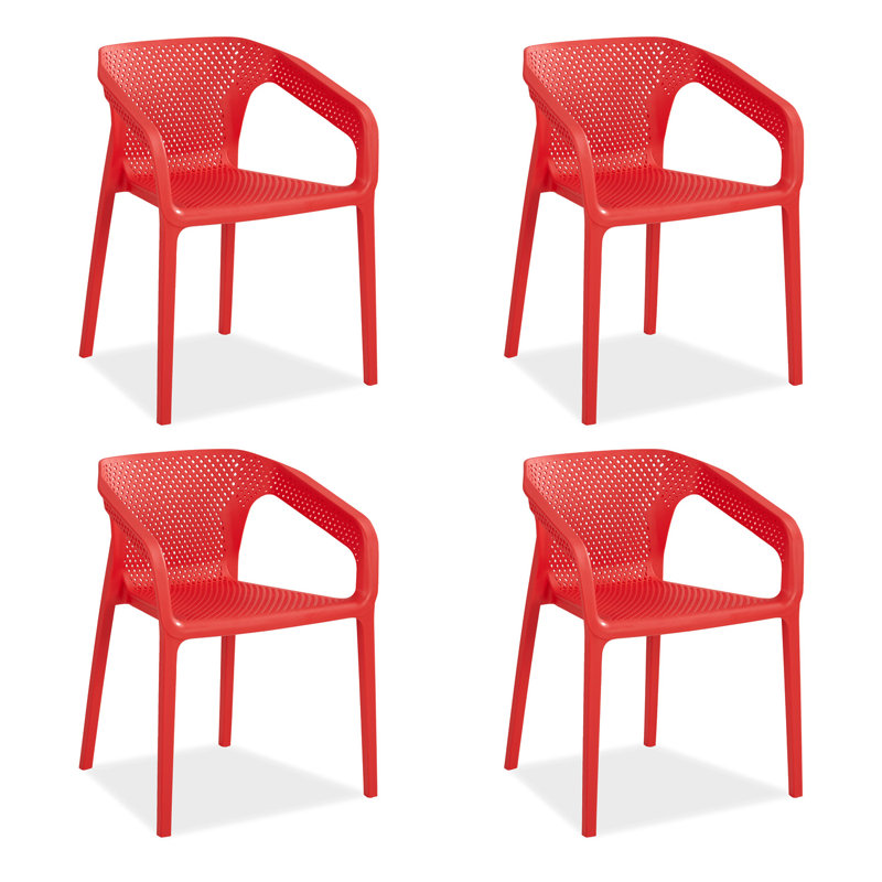 Jan Stackable Outdoor Patio Dining Armchair, Red