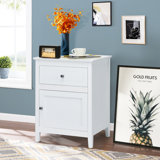 Bourrache Wooden Nightstand with Drawer and Cabinet