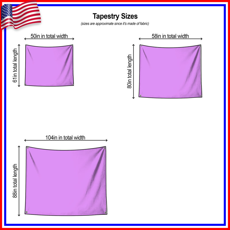 Tapisserie murale couleur unie - décoration murale mauve, H 104 po x 88 avec 4 œillets
