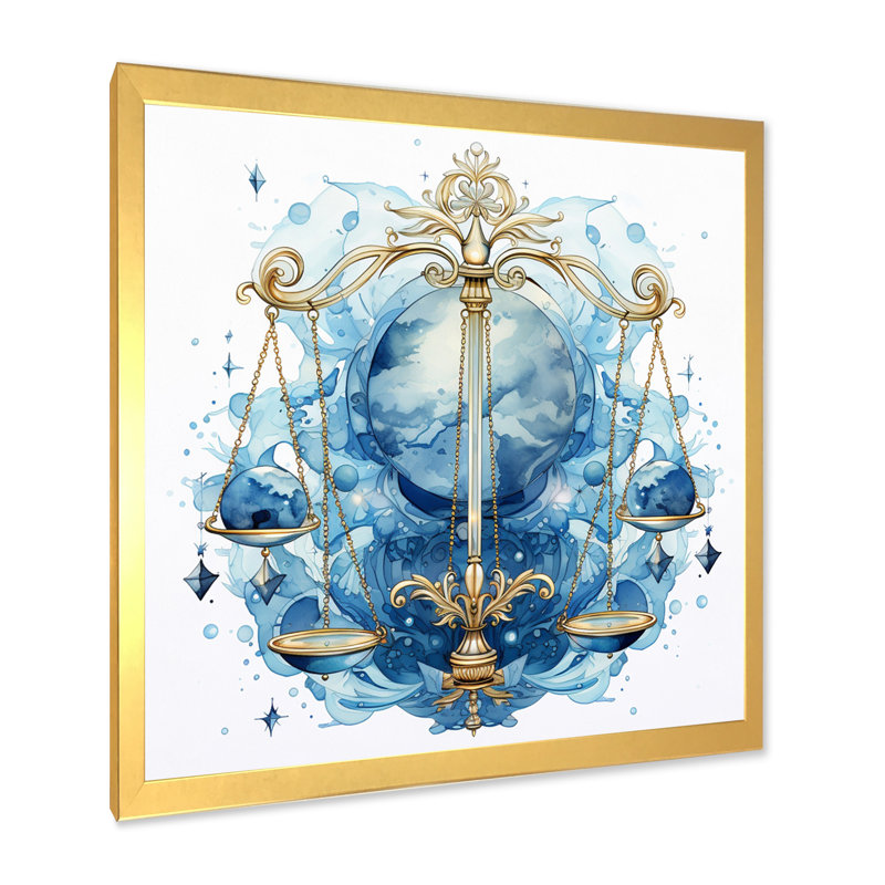 Balance, signe du zodiaque I sur toile, H 24 po x l 24 po x P 1 po, Cadre doré à une seule photo