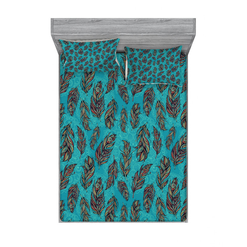 Ensemble de draps paon, Ensemble de draps pour lit double avec un drap-hou