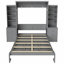 Lit escamotable double avec tablettes de rangement et tiroirs, gris-129186093
