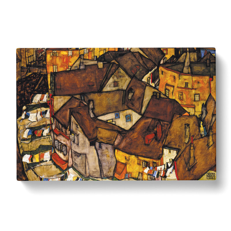 Crescent Of Houses by Egon Schiele - Wrapped Canvas Painting, 40cm H x 60cm W x 3cm D