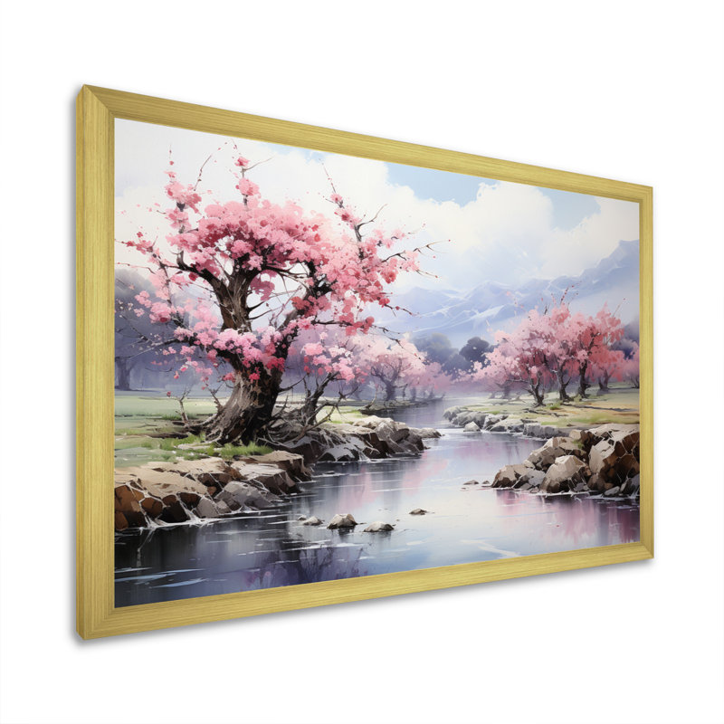 «China Art Spring Blossom I», art mural Chine, H 34 po x l 44 po x P 1,5 po, Cadre doré à une seule photo