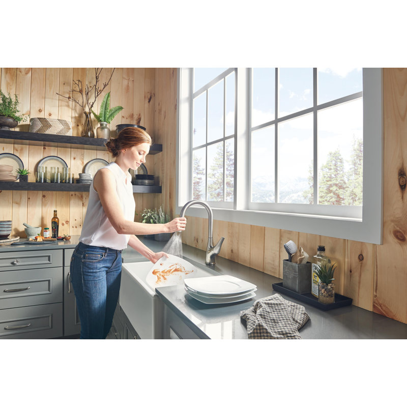 Robinet de cuisine à poignée simple Apex avec distributeur de savon, Inoxydable