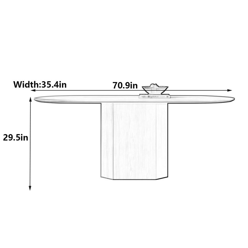 Table de salle à manger en marbre de style français rétro, H 29,5 po x L 70,9 po x l 35,4 po