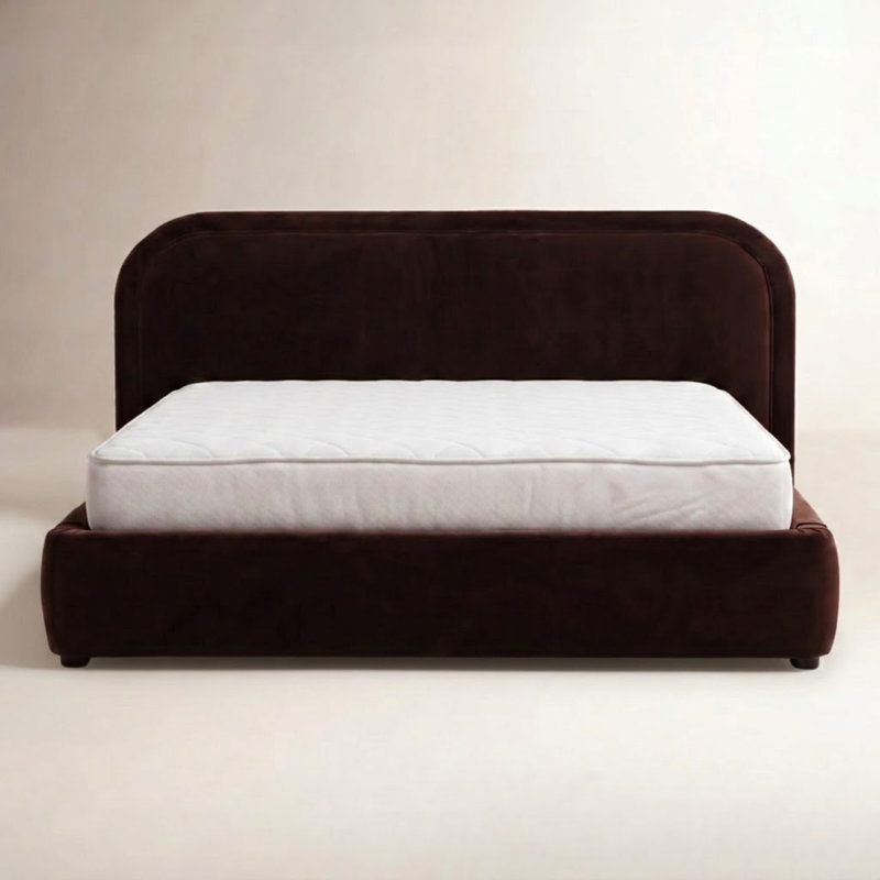 Lit plateforme tapissier Paola, Très grand lit Eastern, Chocolat