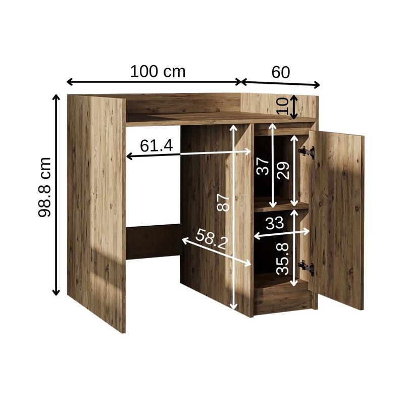 Derin Washing Machine Cabinet with Cupboard, 100 cm, Oak