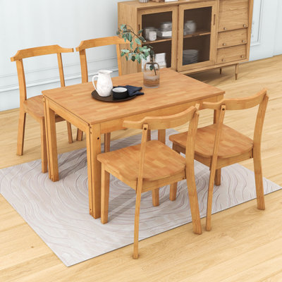 Tongai 5-Piece Rubberwood Extendable Dining Set with Pull-Out Side Table and Ergonomic Chairs -  Red Barrel StudioÂ®, 9CD9665D41F44EFC8EAE5E33771197C0