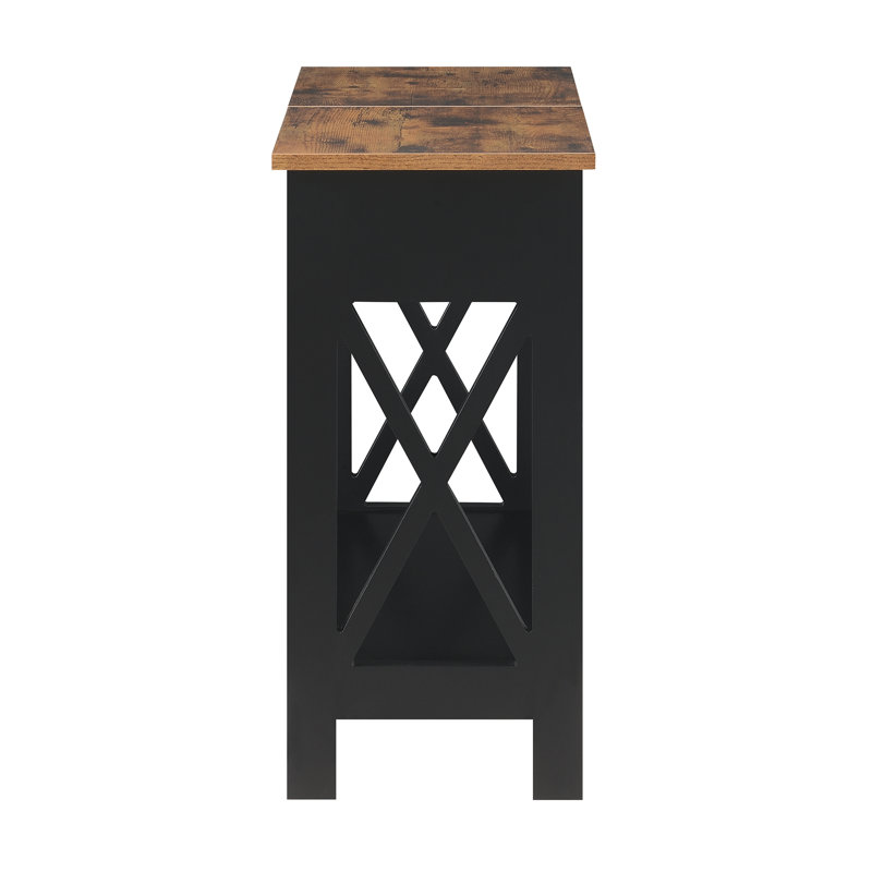 Gerde End Table and Built-In Outlets, Barnwood/Black