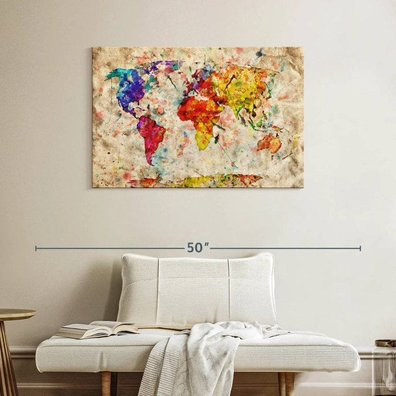 Aliaz Retro Expression World Map, 26" H x 39" W