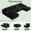 Canapé modulaire en forme de U de 135,4 po pour salon, canapé modulaire surdimensionné sans os avec repose-pieds, canapé moderne avec assise profonde, sans assemblage requis, noir-129470792
