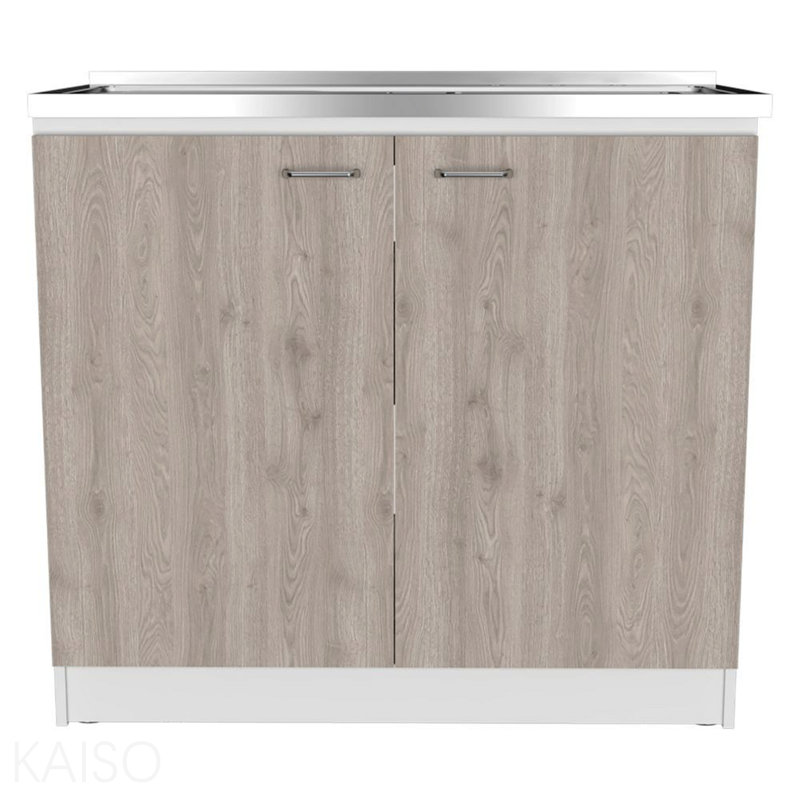 Rectangle 2-Door Utility Sink And Cabinet, White/White