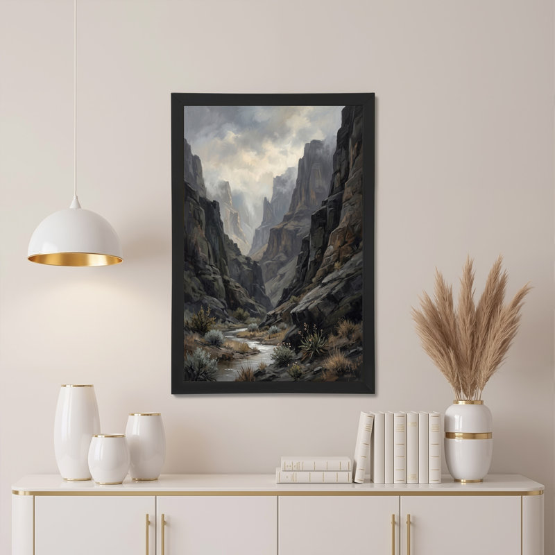Canyon, couloir entre des falaises rocheuses escarpées, art mural, 24"H x 16"W