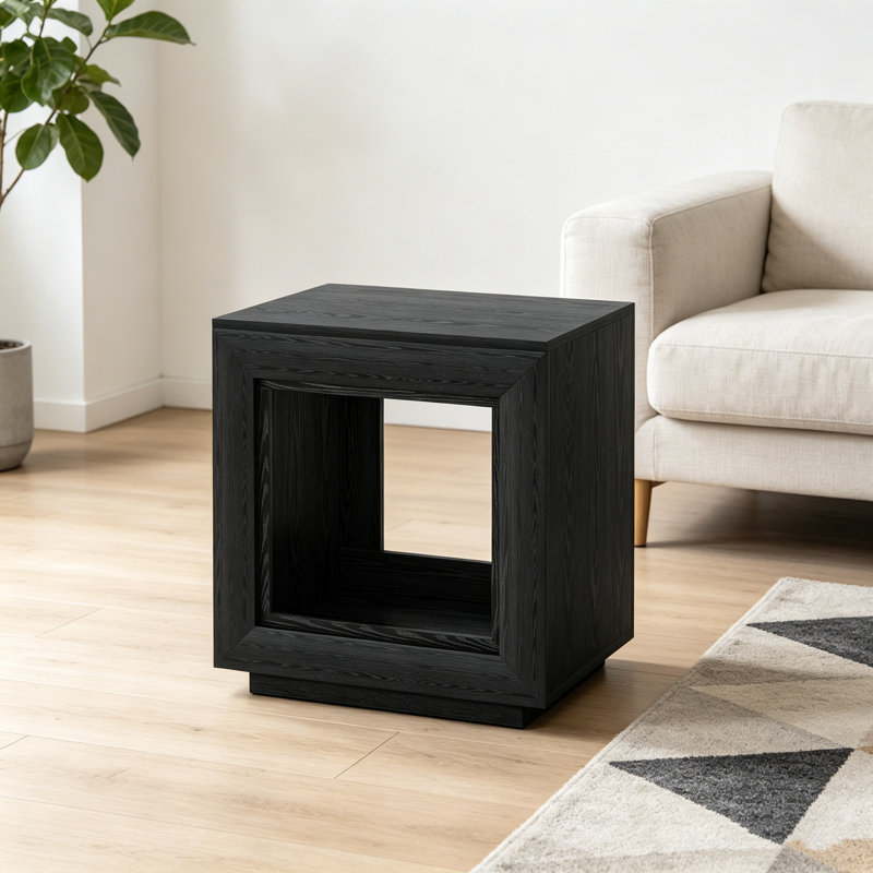 Table de bout carrée en bois, table de chevet avec rangement pour la chambre à coucher et le salon