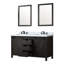 Meuble-lavabo double brun, 60 po L 22 po x P, comptoir en quartz blanc, robinet, 24 miroirs de salle de bain brun, comptoir, excellent-686177973