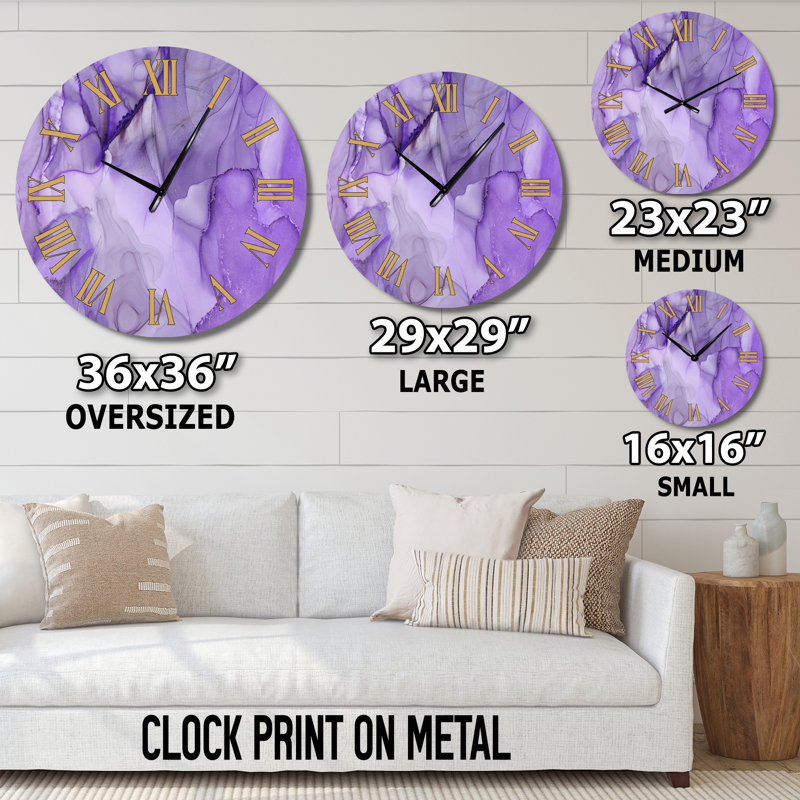 Horloge murale Tender, Petit, Mauve / doré