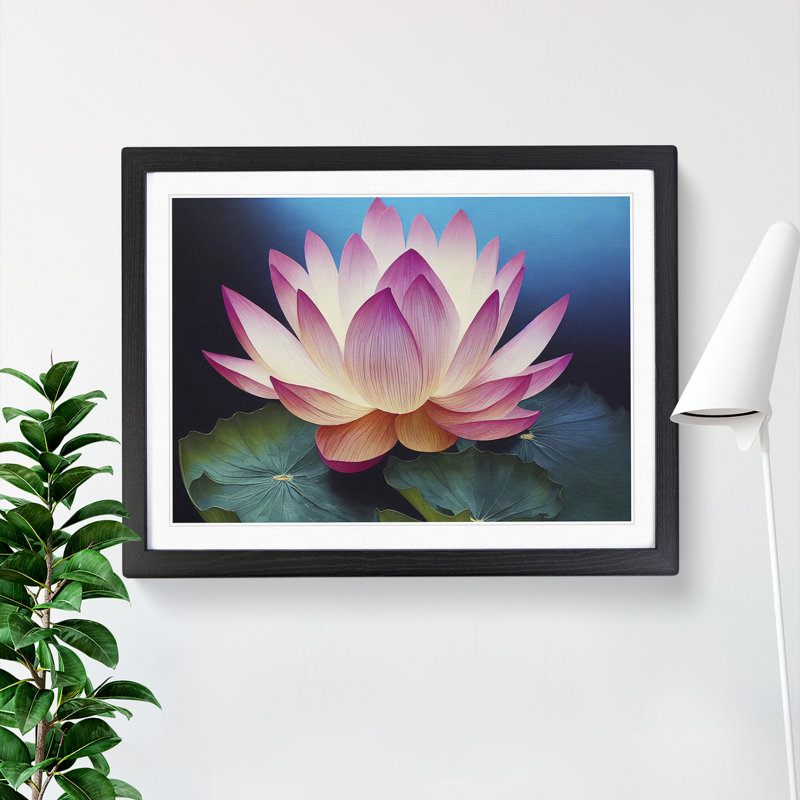 XH1022-8643X Superb Lotus Flower - Single Picture Frame Painting, 46cm H x 64cm W x 2cm D, Black