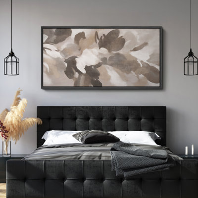 Neutral Abstract Floral Framed Canvas Wall Art - Soft Brushstroke Petals for Modern and Transitional Spaces