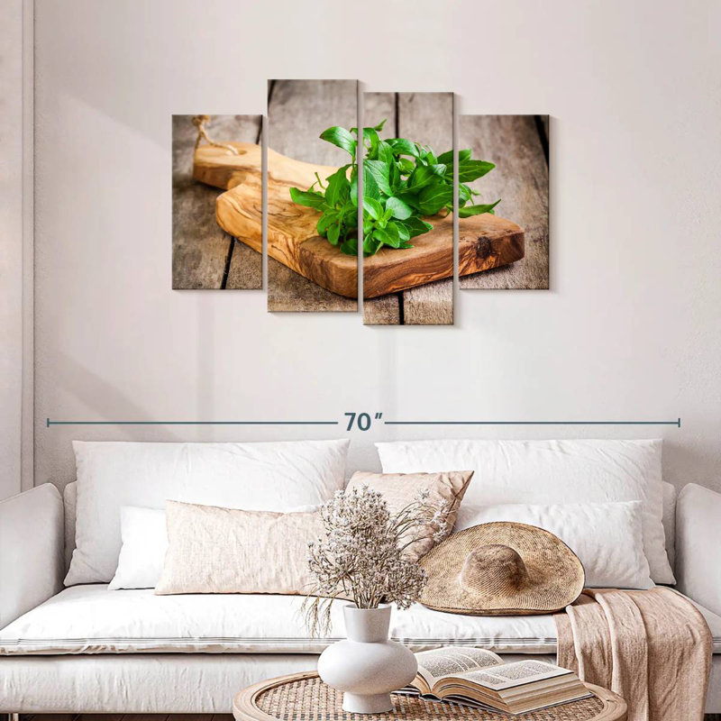 Harnek cuisinant avec du basilic, H 27 po x l 43 po