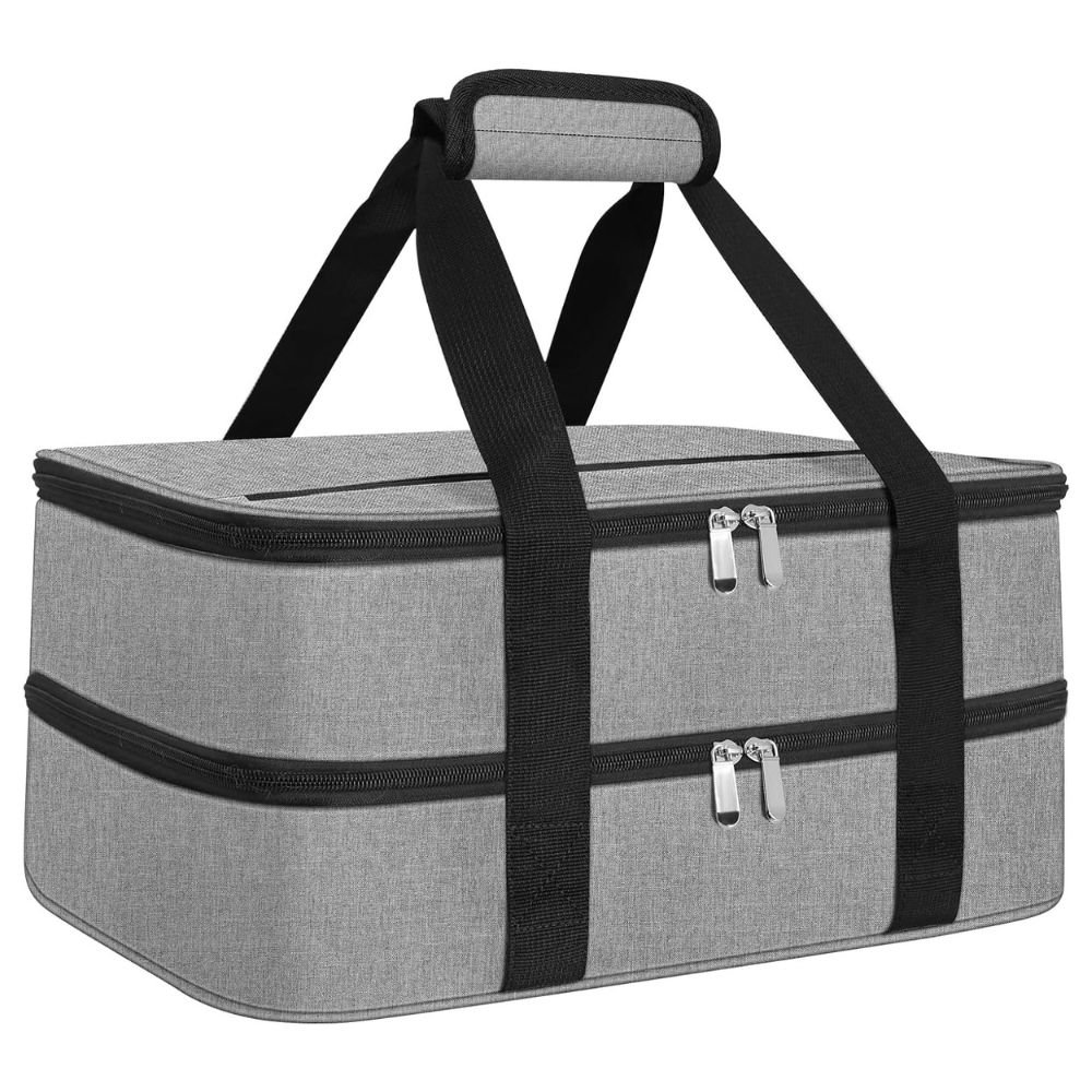 Arlmont & Co. Grey Double Insulated Casserole Dish Carrier Bag Hot And