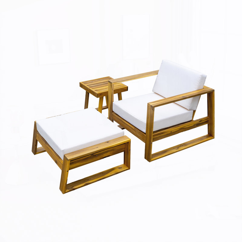 Ensemble de salon d'extérieur en bois d'acacia avec table basse, Beige