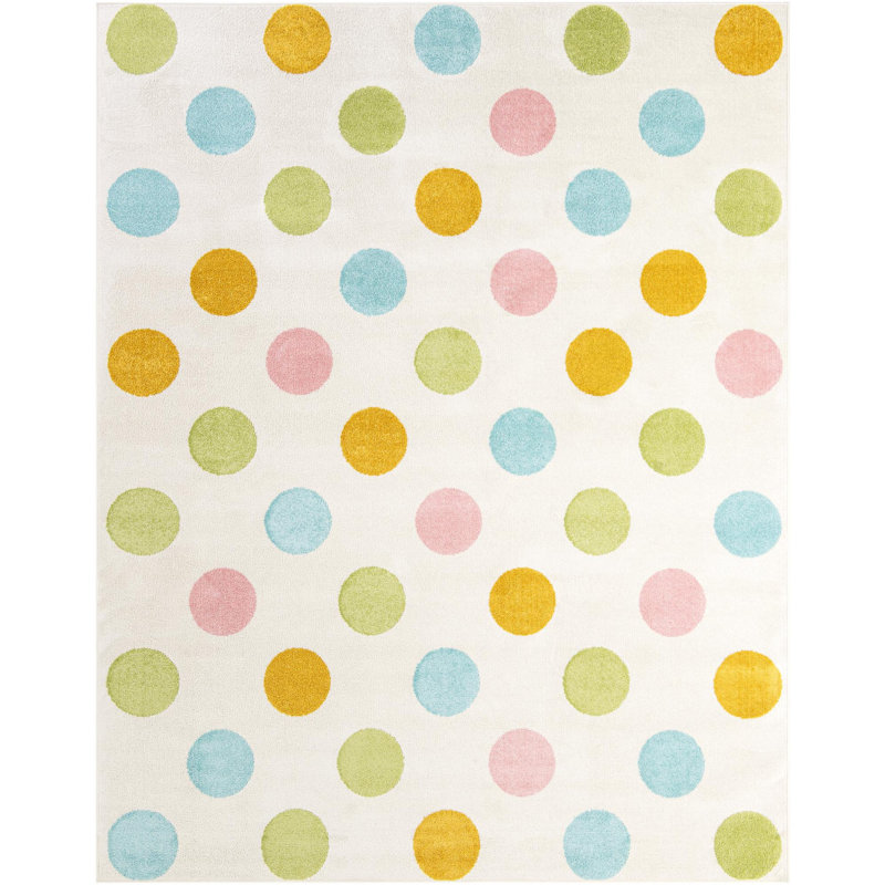  Polka Dots Whimsy Kids Rug, Rectangle 7'10" x 10'