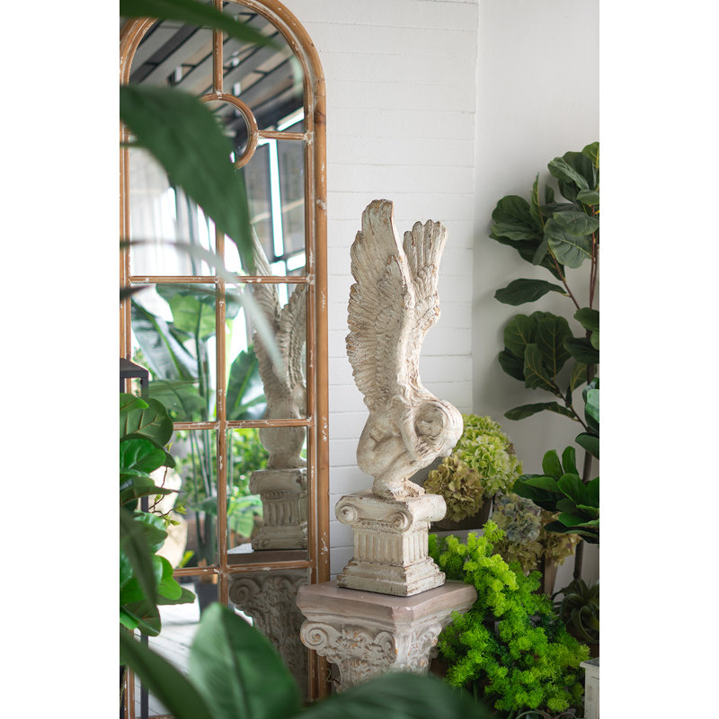 Magnesium Angel Statue with Distressed White Finish