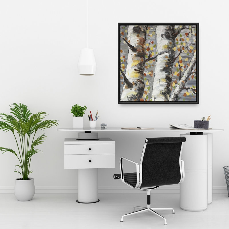 Budding White Birches 1 Beige Landscape Canvas | Home Decor, 25.25" H x 25.25" W
