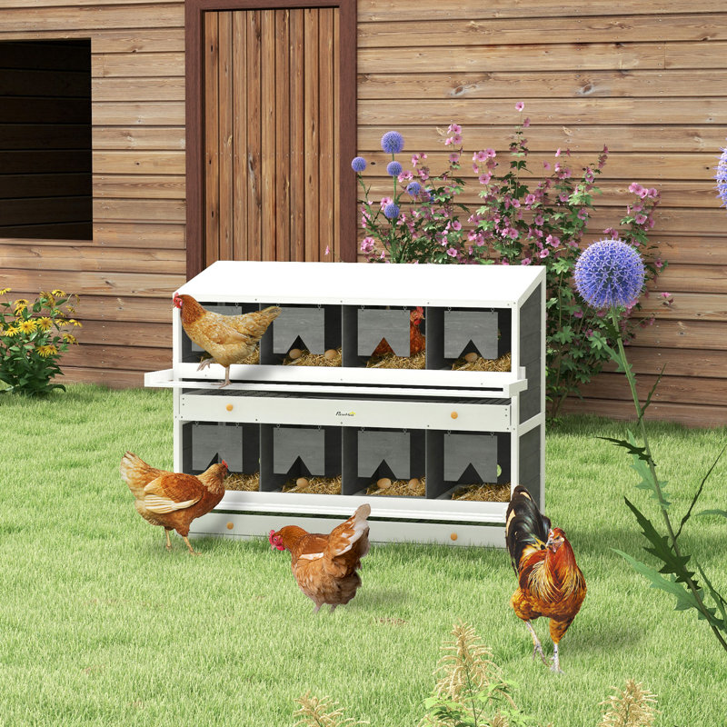 Boîte de nidification pour poulets, 8 boîtes de rangement en bois pour poulailler avec plateaux de collecte d'œufs pour 16 à 32 poules