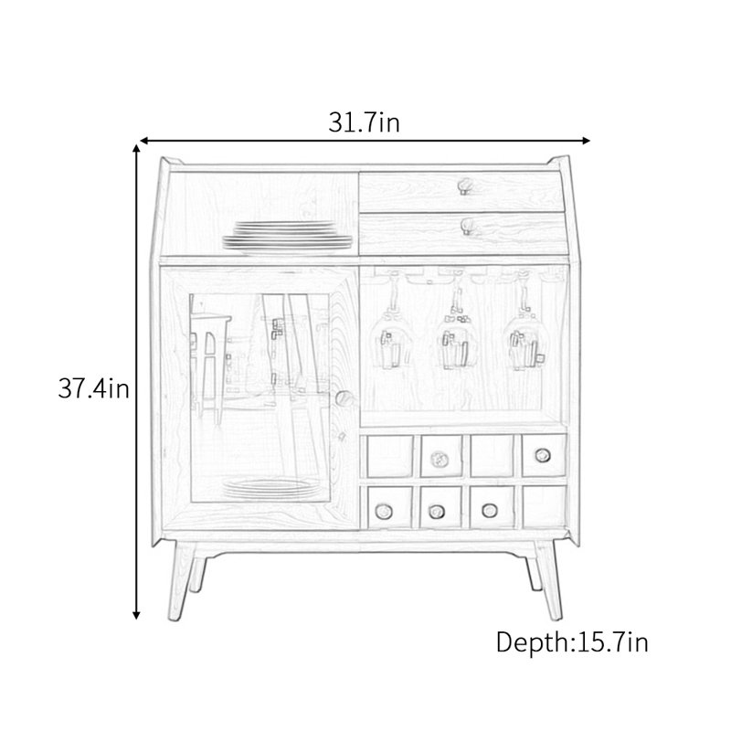 Buffet de style nordique minimaliste et luxueux, H 37,4 po x l 31,7 po x P 15,7 po