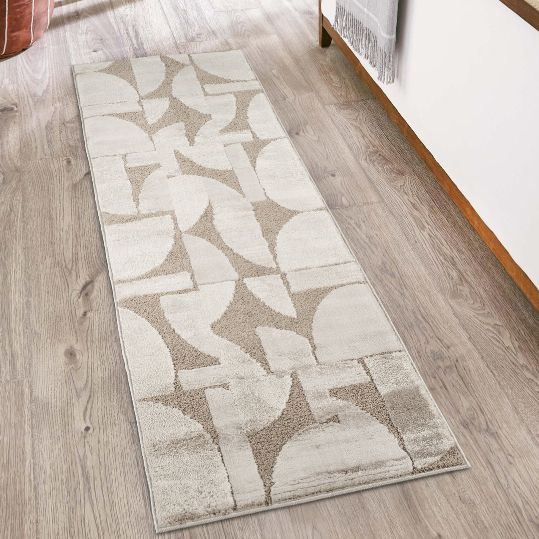 Hamilton Modern Metallic Sheen Area Rug - Polypropylene Weaving - Jute Backing - Abstract Motif Geometric Lines Design Rugs, Mocha