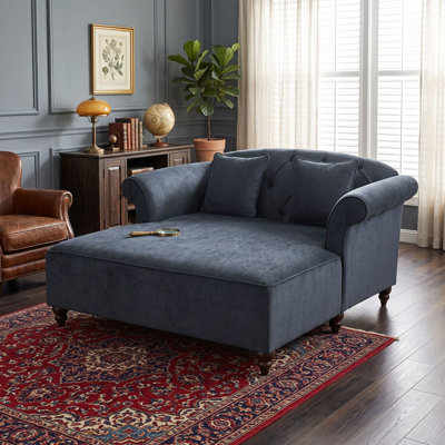 Chaise longue double avec accoudoirs en volute et pieds en bois tournés