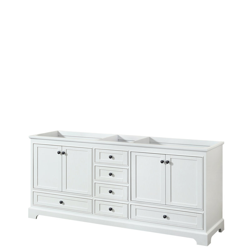 Deborah 79'' Double Bathroom Vanity Base Only, White/Matte Black