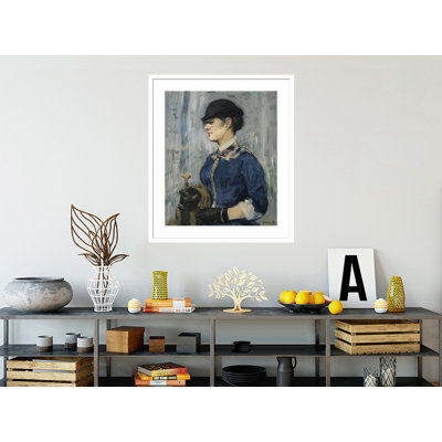 «Jeune femme au chapeau rond» par Édrede Manet, impression giclée sur cadre