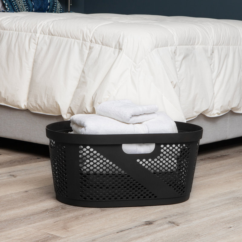 Plastic Laundry Basket with Handles, Black