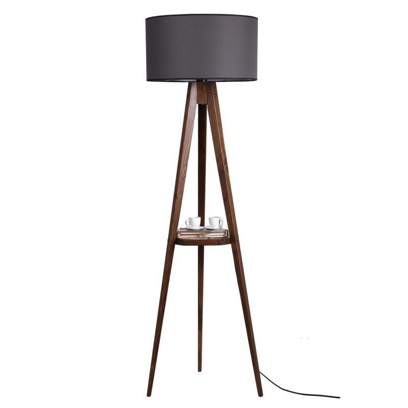 Lampe trépied 60 po Malby, Noyer, Rouge Bordeaux